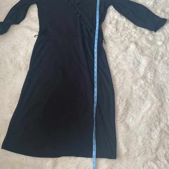 Joe Fresh Black Dress, Faux Wrap Neckline with Ruffle Detail, Belted, XS - Picture 12 of 12